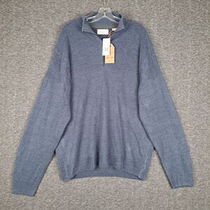 Weatherproof Vintage 1/4 Zip Sweater Blue Men's Denim Marl Acrylic XXL Knit NWT